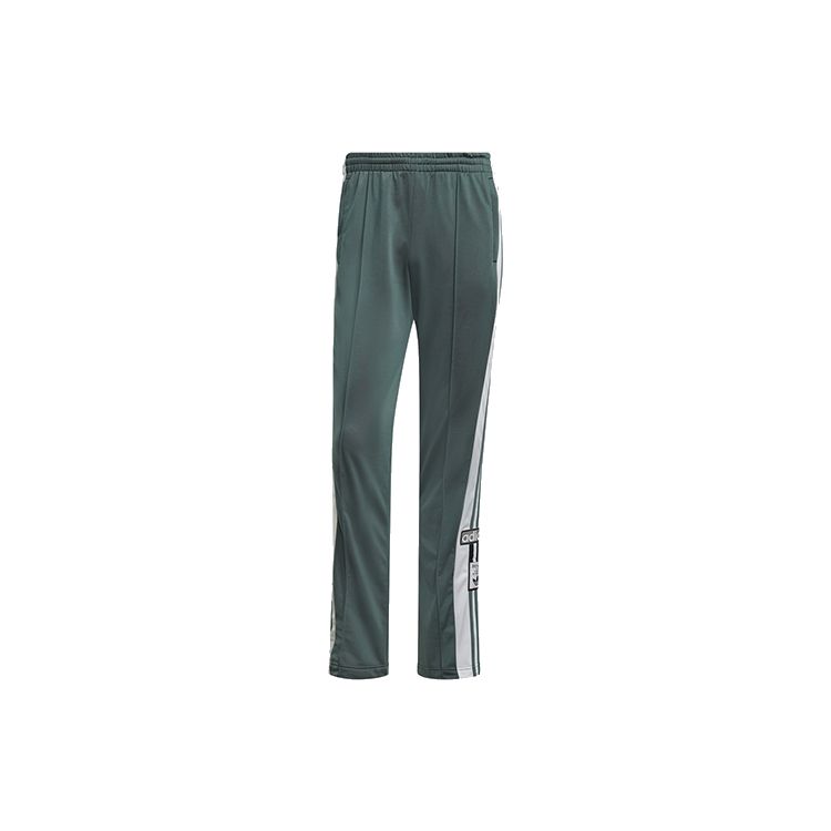 Adidas Originals Side Button Spliced Sports Pants Women Bottoms Dark-Green H38862