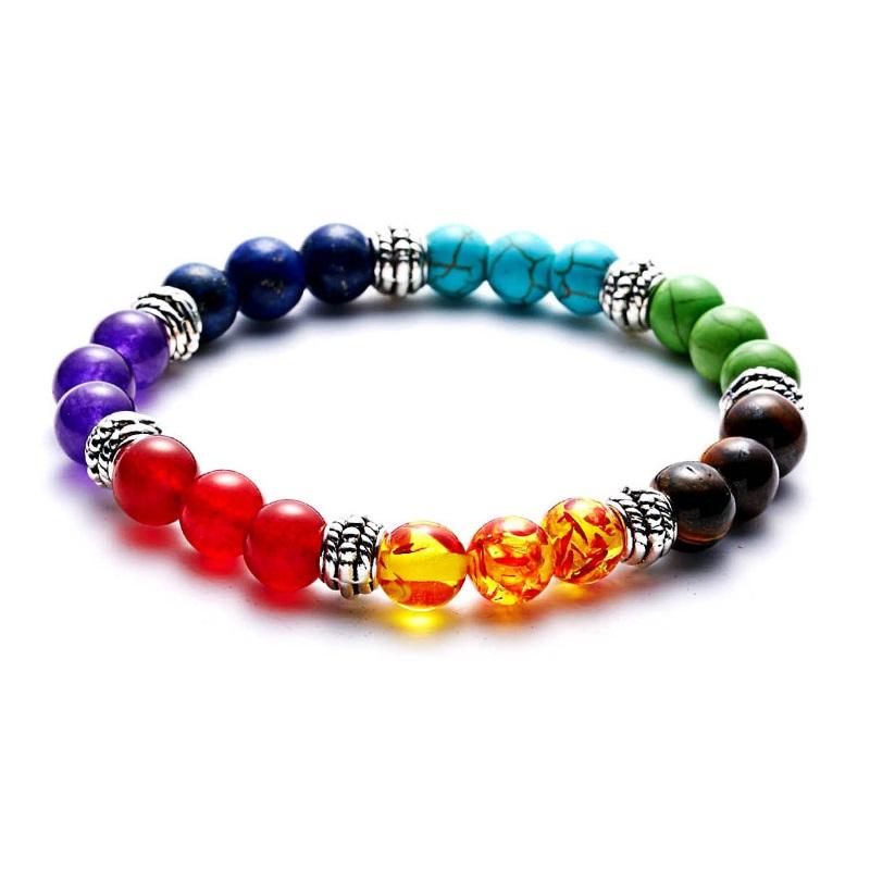 7 Chakra Bracelet Men Black Lava Tiger Eye Stones Healing Balance Beads Reiki Buddha Prayer Natural Stone Yoga Bracelets