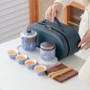Portable travel kung fu tea set Ru kiln flowering high-end ceramic teapot teacup housewarming gifts for elders