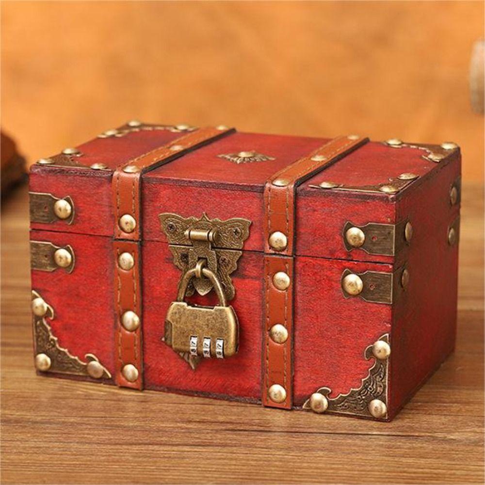 Деревянный сундук сокровищ бронзового цвета, антикварный дизайн, шкатулка для драгоценностей, пиратский сундук, контейнеры, детский