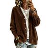 Women S Fall Lazy Style Corduroy V Neck Loose Drop Shoulder Button Cardigan Coat