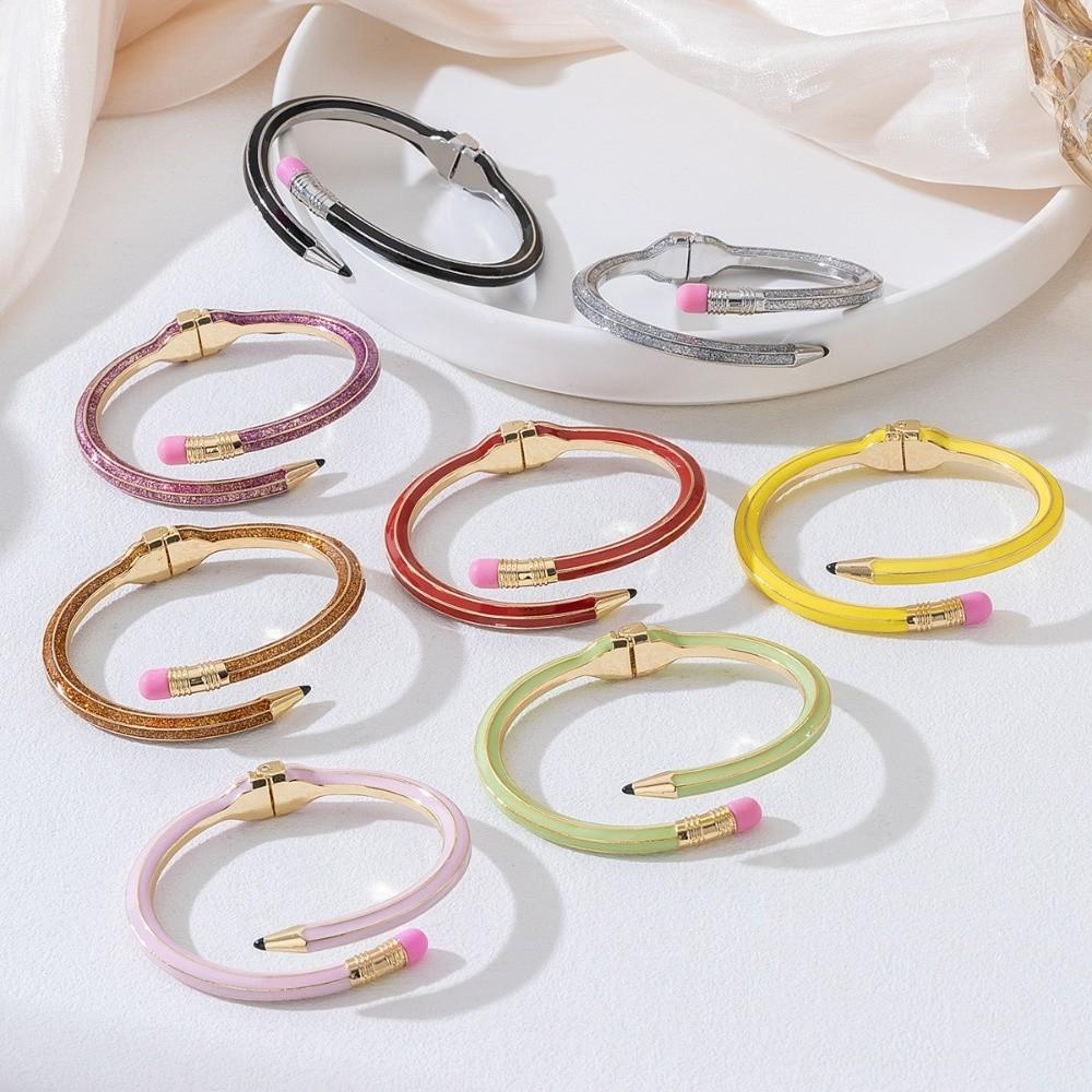Shiny Glitter Pencil Bangle Trendy Fashion Cuff Bracelet Cute Cross Enamel Bracelet  Daily