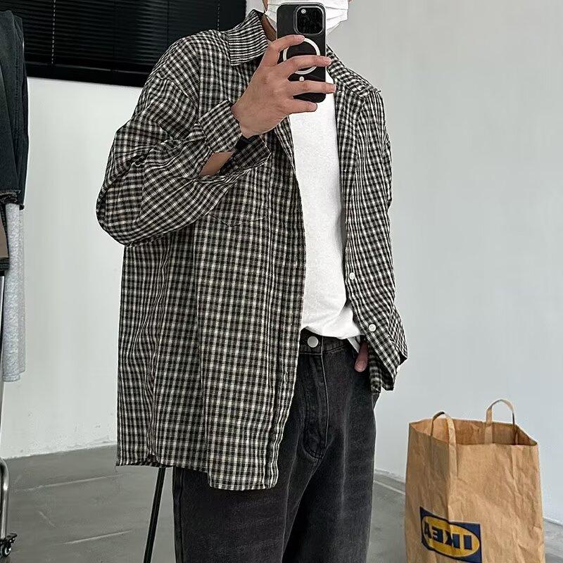 2024 Letter Long Sleeve Shirt Japanese Hong Kong Style Ins Loose Shirt Boys Summer Trendy Versatile Casual Coat