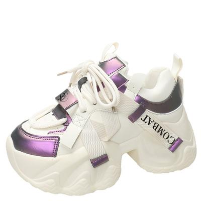 Модные женские кожаные толстые кроссовки 7 см, новые зимние теплые повседневные спортивные туфли для папы, толстая подошва, меховые зимние туфли, плюшевые кроссовки на высокой платформе