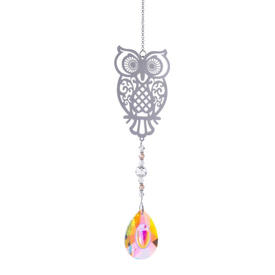 Faux Crystal Sun Catcher Decoration Hollow Fairy Tree of Life Owl Butterfly Hummingbird Hanging Ornament Indoor Outdoor Home Office Garden