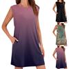 Женское летнее платье свободного покроя без рукавов с круглым вырезом футболка платье