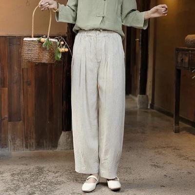 Женские винтажные прямые брюки на пуговицах, однотонные брюки с высокой талией, весенние повседневные свободные мягкие брюки