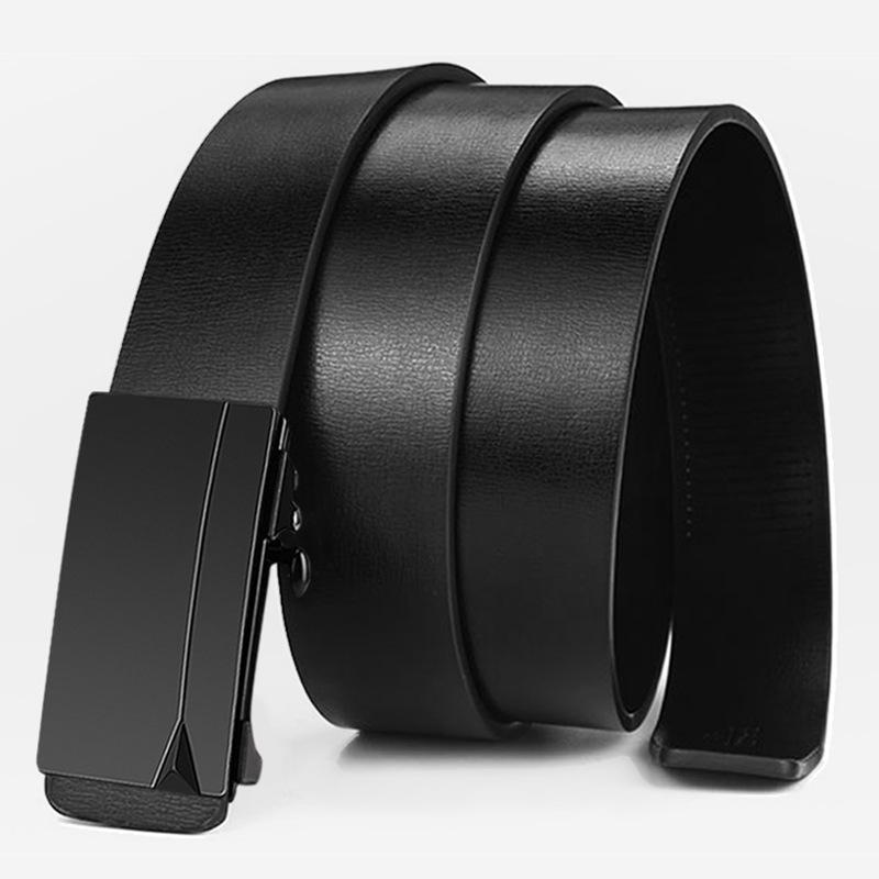 Простой мужской ремень Автоматическая пряжка Ремень из натуральной кожи для мужчин Молодых мужчин Деловой Универсальный ремень из коровьей кожи для мужчин Среднего и молодого возраста