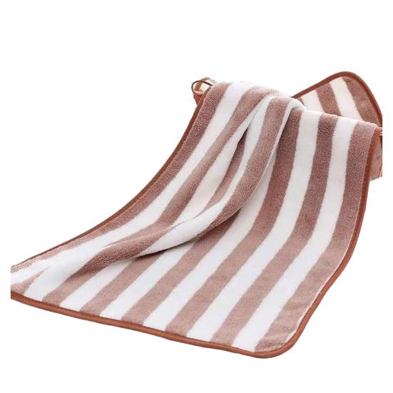 Bath Towel Super Soft Wide Striped Non-Fading Highly Absorbent Ultra-Thick Absorb Water Coral Velvet Thickened Bath Face Towel Washcloth Home Supplies