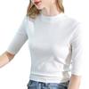 Mid-sleeved T-shirt for Women Half High Neck Early Autumn New Women's Top Mid-collar Base Shirt for Women