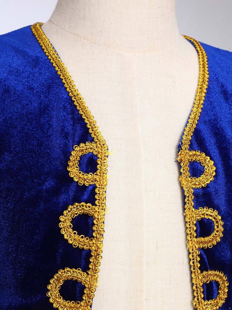 Костюм арабского принца для мальчиков, жилет с рукавами-крылышками и V-образным вырезом, наряд для тематической вечеринки, косплея, Хэллоуина, выступления