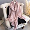 New Korean Cotton and Linen Scarf for Women In Spring and Summer Versatile Solid Color Long Shawl Literary Casual Thin Sunscreen Scarf
