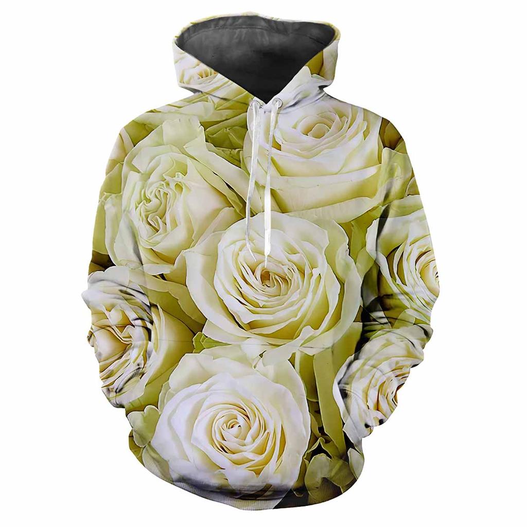 Новый цветочный забавный 3D Harajuku Printing уличная мода авангардный мужской и женский мягкий удобный трендовый розовый праздничный худи с капюшоном