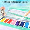 Набор акварельных красок 12 цветов Смываемые краски с кистью Портативный набор акварельных красок в коробке Подарки для школы Художественные принадлежности