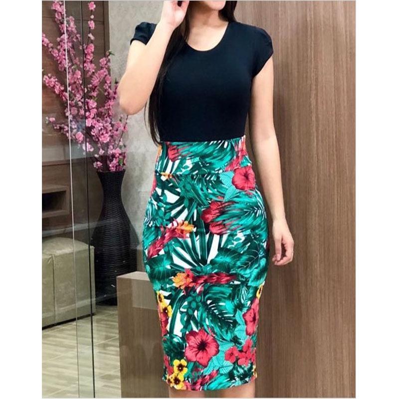 Elegant Plus Size Ladies Short/long Sleeve Floral Boho Women Party Bodycon Maxi Dress