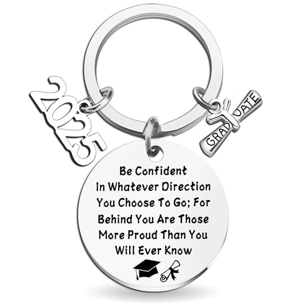 Stainless Steel School Graduate Pendant Gifts Engraved Commemorative Keyring Celebrate Party