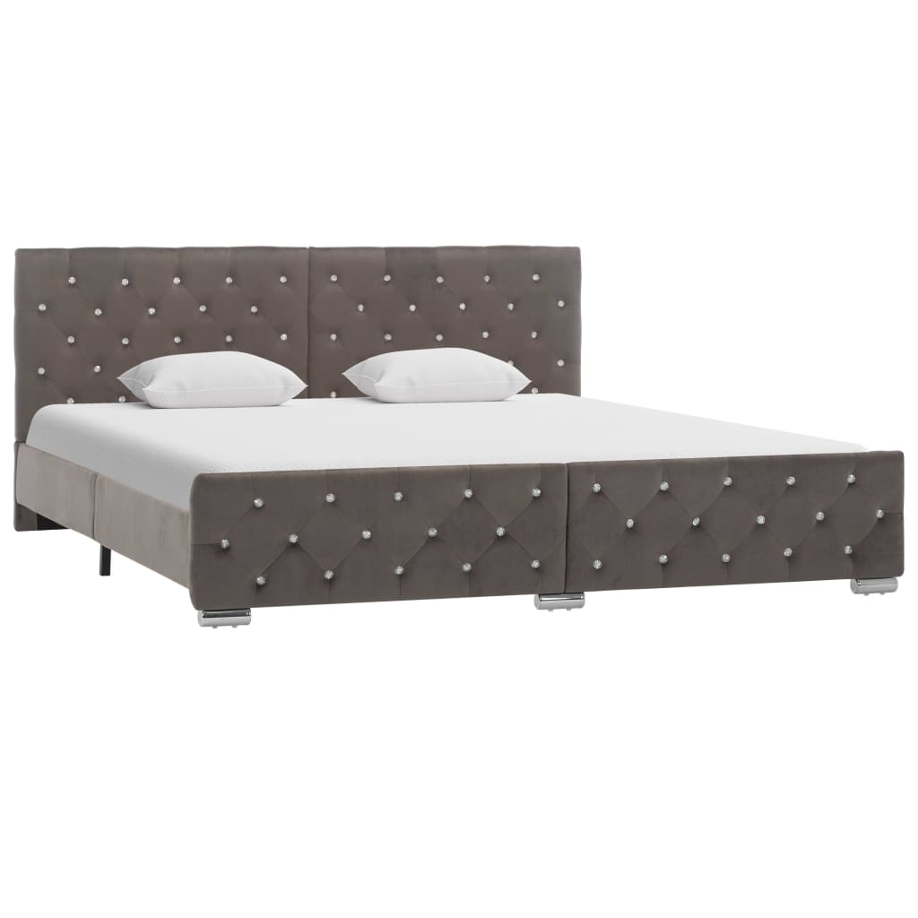 Grey Velvet Bed Frame 180x200 cm