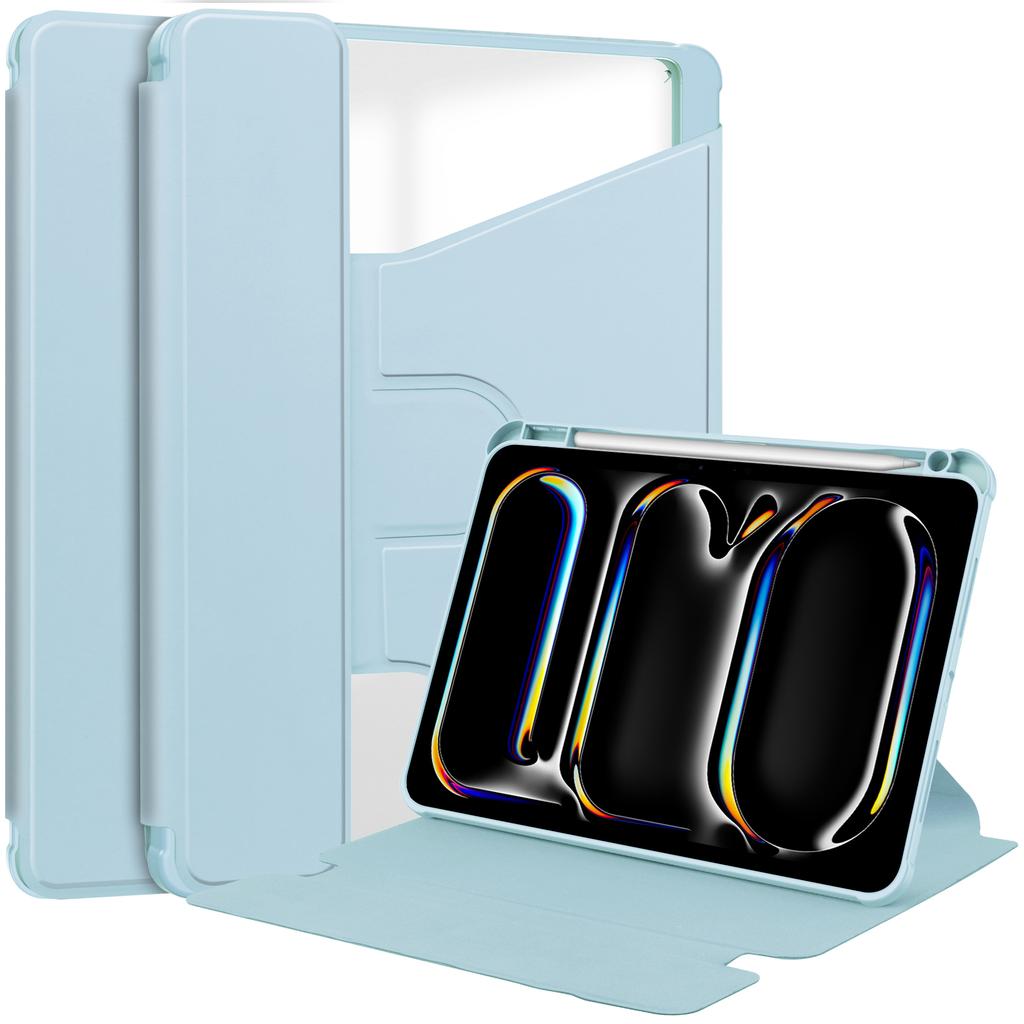 Для iPad Про 11 (2025)/11 (2024) Чехол Вращающаяся подставка Кожа+Акрил Чехол для планшета (без клавиатуры)