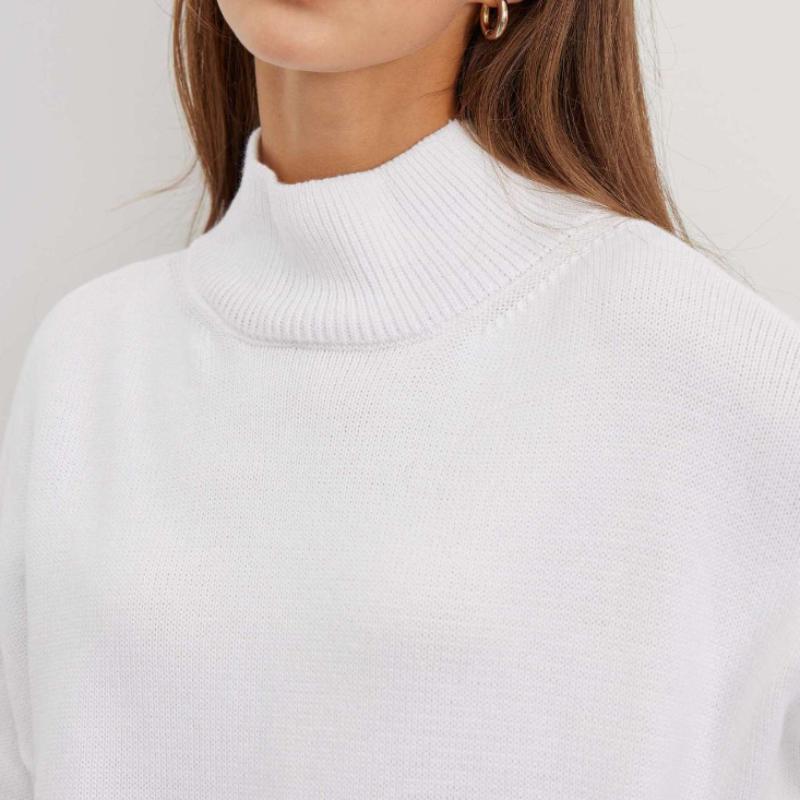 Женский свитер с высоким воротником, базовый мягкий красный вязаный топ с длинными рукавами, пуловер, классический однотонный винтажный зимний зимний свитер со стоячим воротником для женщин