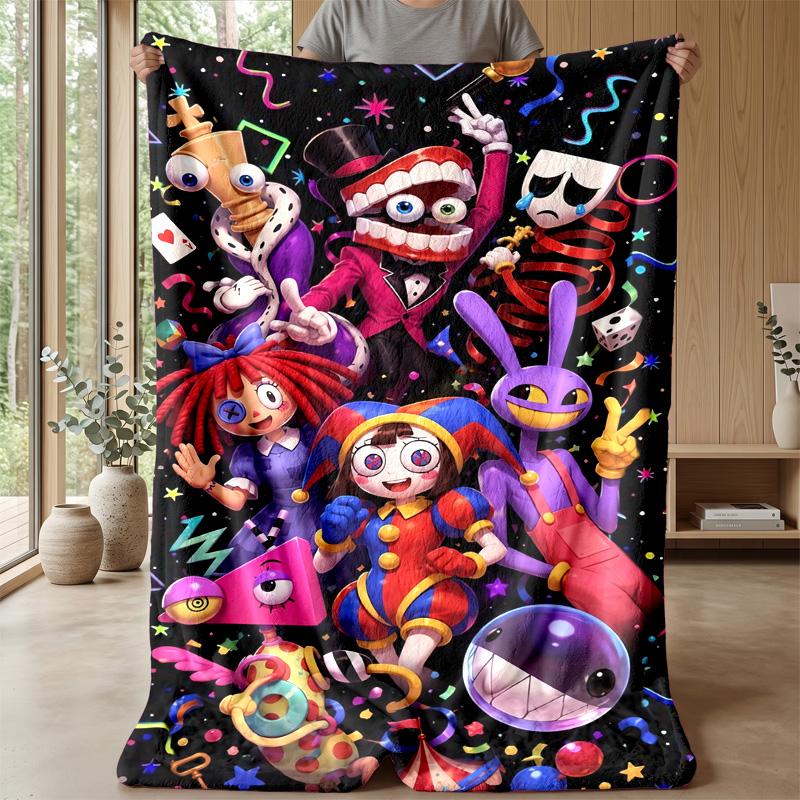 The Amazing Digital Circus Cozy Flannel Blanket, Comfortable Warm Throw Blanket for Bedroom Sofa Home Use