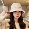 Sun Protection Pure Color Warm Caps Casual Female Hats Winter Foldable Plush Fishman Hat  Girl