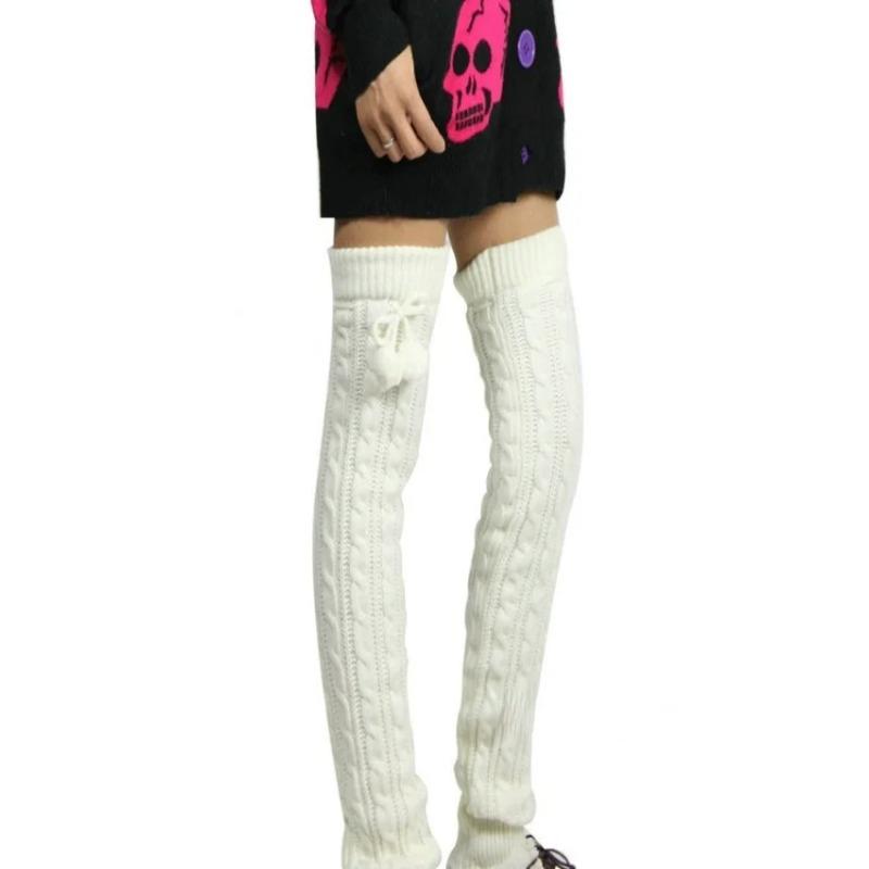 65cm Women's Long Leg Warmers Thickened Over Knee Warm Boot Cover Lolita Knitted Crochet Socks Boot Cuffs Pile Socks Party Dance