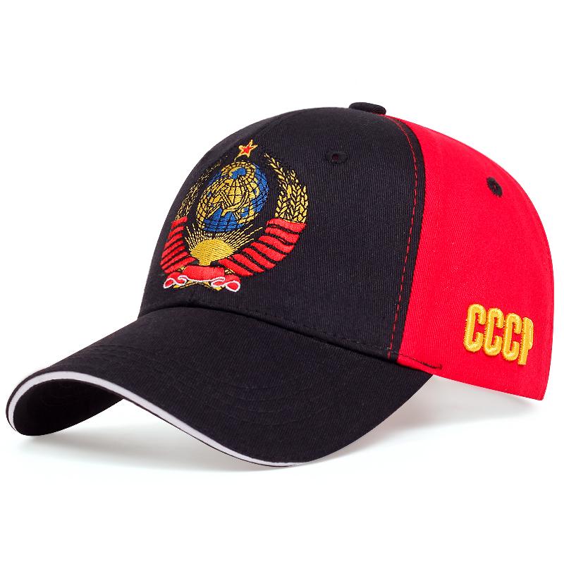 CCCP USSR National Emblem Style Baseball Cap Unisex Black Red Cotton Snapback Cap