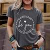 Женская одежда с рисунком слогана, круглым вырезом, короткими рукавами, повседневная и модная футболка