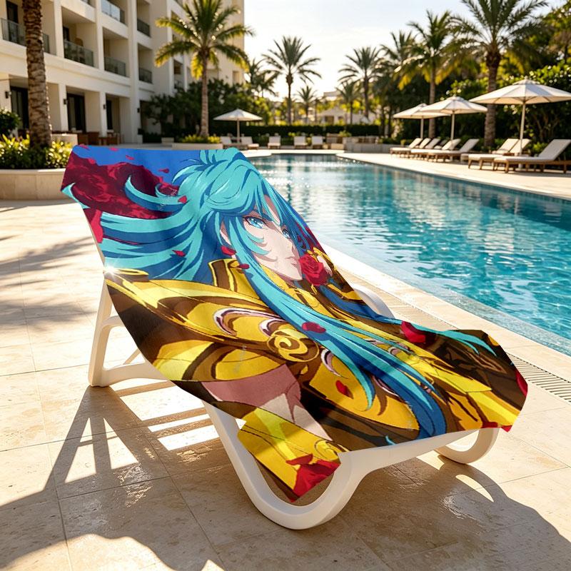 Saint Seiya Print Beach Towel Design, Soft, Lightweight. for Home Bathroom, Spa, Pool, Yoga, Surfing, Camping, Gift for Family, Friend