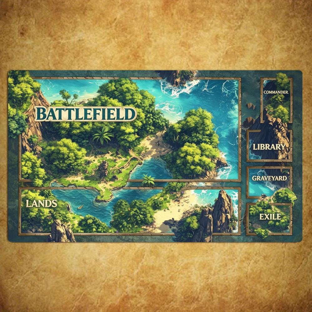 Dark Wood Mouse Pad Card Playmat Stitched with Magic Zones Game Mats Tabletop for MTG/TCG Card Battle Commander Gaming Mat