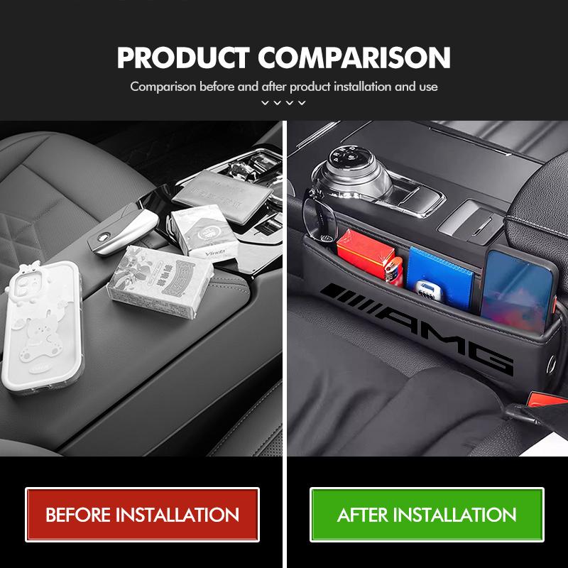 AATU1 Car Leather Seat Gap Organizer Side Pocket Seat Storage Box Interior Accessories For AMG Mercedes Benz B-CLASS C-CLASS GLC GLE