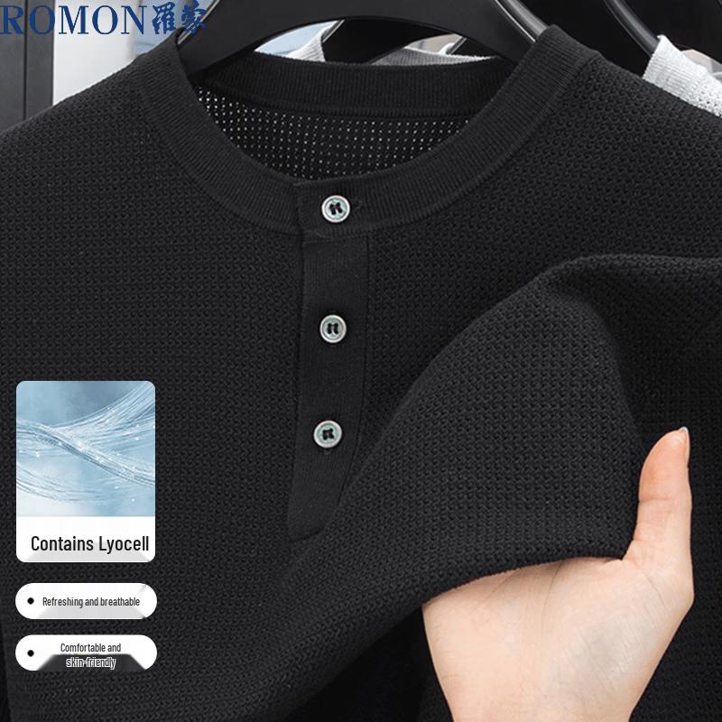 Luomeng Men's Lyocell Blend Breathable Henley T-Shirt