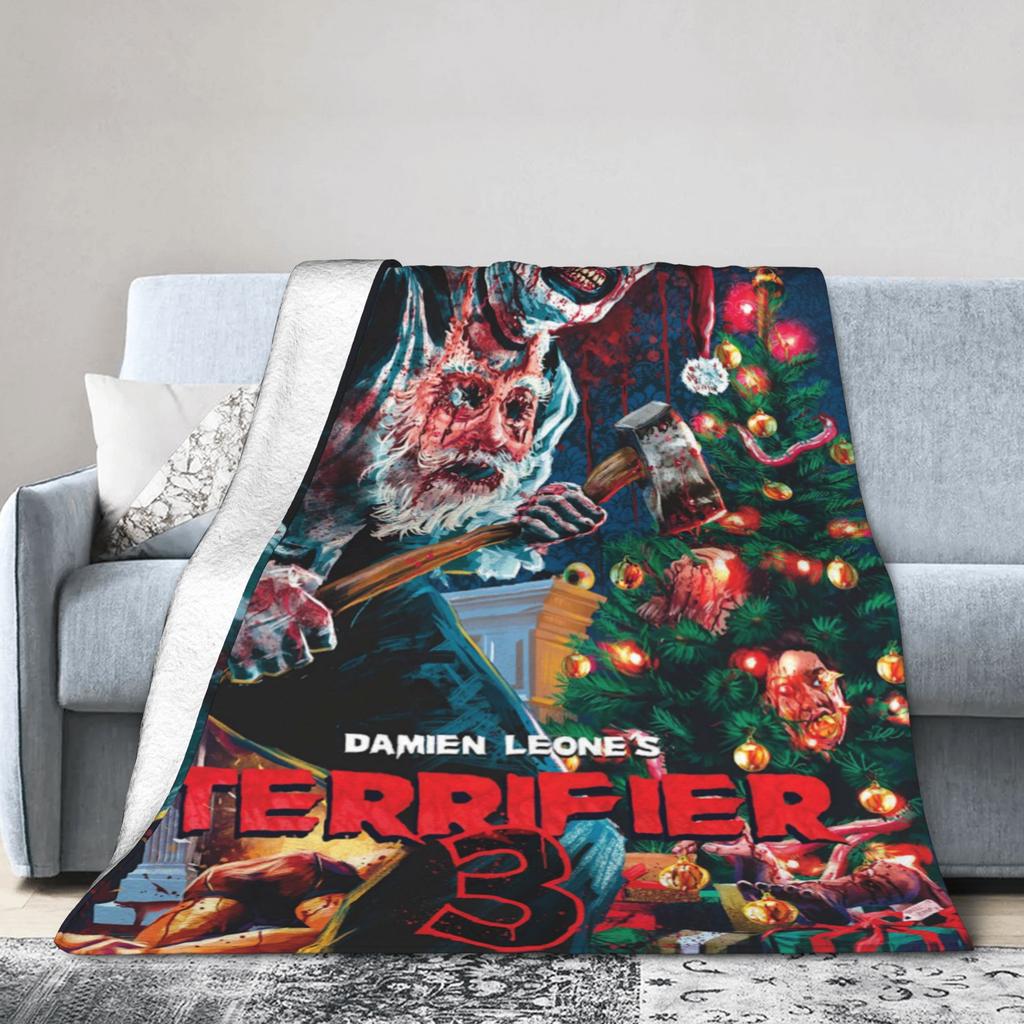 Теплое Мягкое ОдеялоДетское Взрослое Декоративное Одеяло-Плед по Мотиву Фильма Ужасов "Ужасающий 3" Фланелевое Покрывало для Дивана Кресла Дивана Покрывало для Кровати
