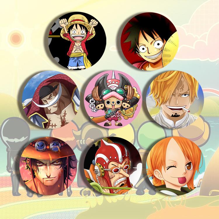 One Piece Anime Badge Luffy Zoro Laser Pin Round Tin Button Brooch  Merchandise Accessories For Fans Collection Gift