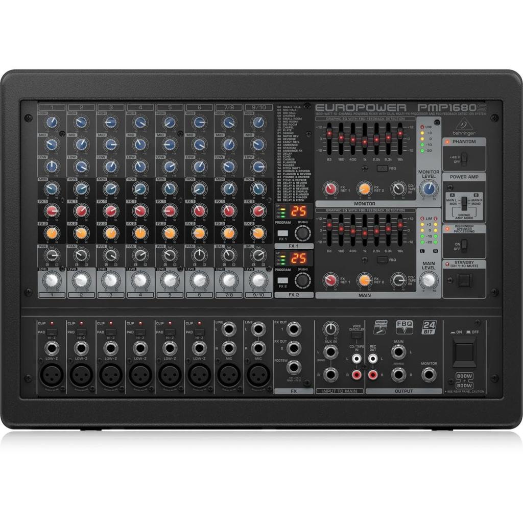 Behringer Powered Mixer Up to 2 x 800W High Quality Mic Preamp Ultra Lightweight with FX PMP1680S