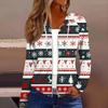 Women's Fashion Christmas Print Casual Zip-Up Long-Sleeved Hooded Jacket