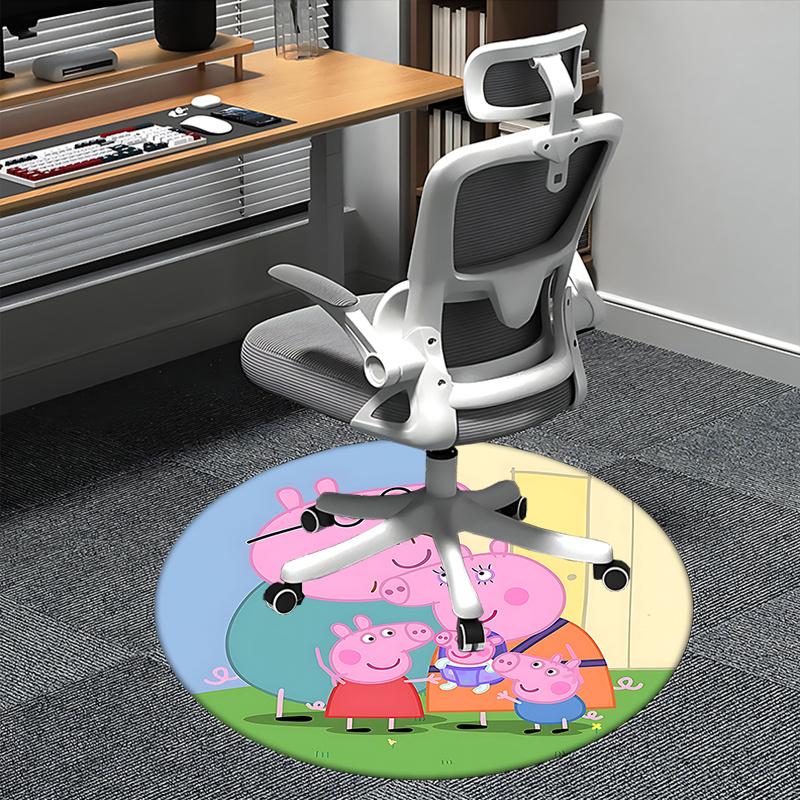 Коврик-сиденье для семьи Свинки Пеппы, Круглый ковер - Домашний декор, Офисный ковер, Подходит для спальни, гостиной, различных комнат0272b
