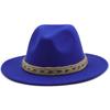Women Men Woolen Fedora Hat With Leather Ribbon Gentleman Elegant Lady Winter Autumn Wide Brim Jazz Church Panama Sombrero Cap