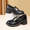 Женские туфли из искусственной кожи на массивном блочном каблуке, пенни-лоферы, нескользящая платформа, квадратный закрытый носок, удобные рабочие туфли-лодочки для повседневного делового стиля, женские туфли