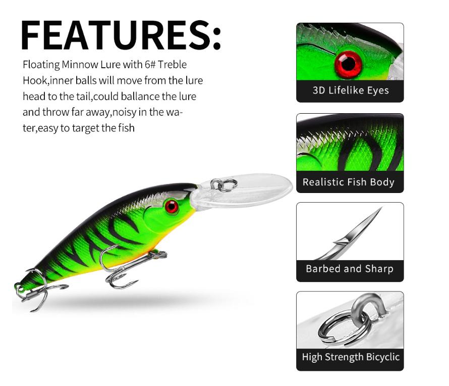 9 см плавающая водная дорожная приманка, искусственная приманка, 7 г, жесткая приманка, искусственная поддельная приманка