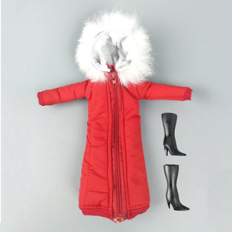 Красная зимняя одежда, длинное пальто для куклы Барби, наряды, парка для кукольного домика 1/6 BJD, куртка для кукол 1:6, аксессуары для детей, игрушки