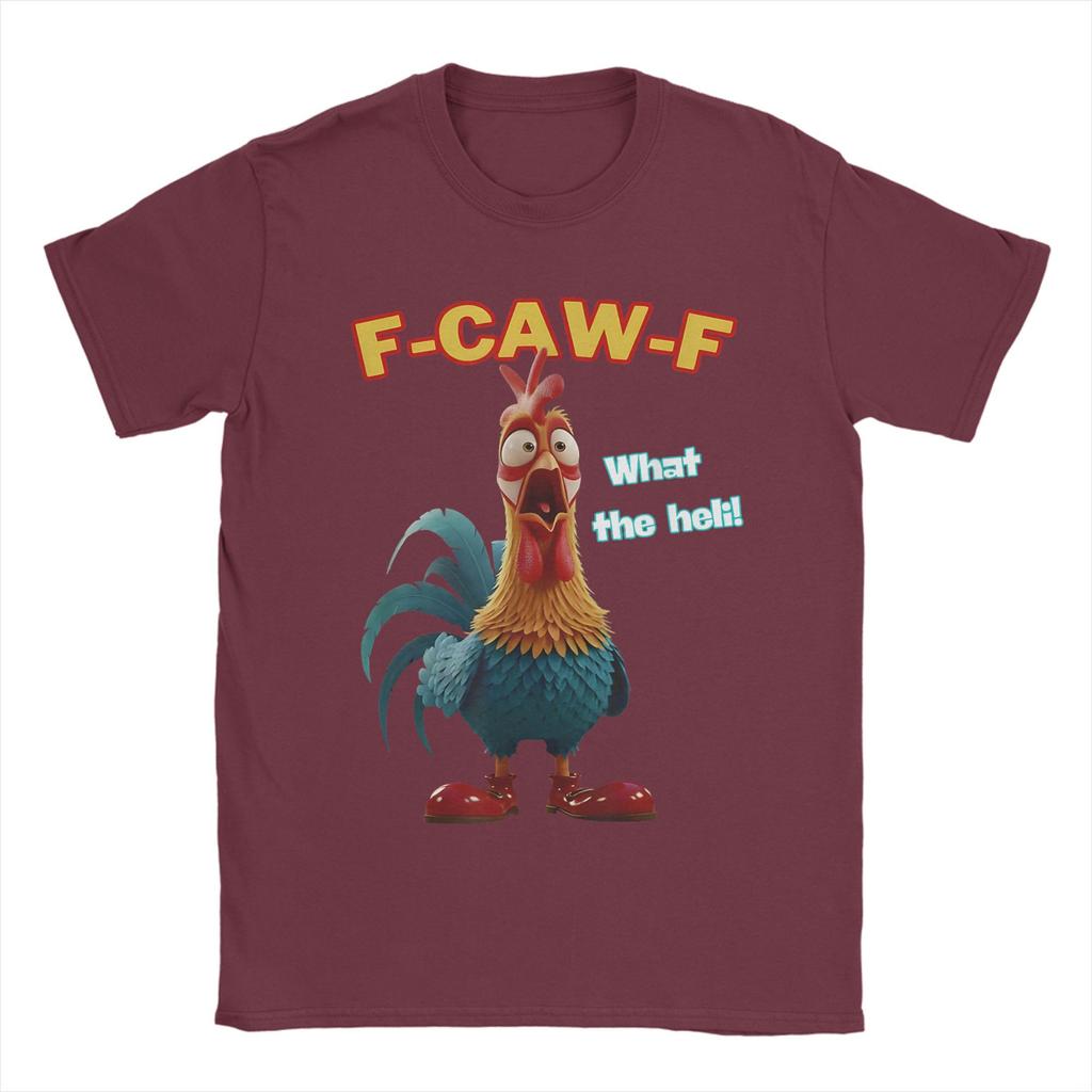 Men's Funny Chicken F-Caw-F What The Heli T Shirt Poultry Humor 100% Cotton Tops Funny Short Sleeve Tee Shirt Printing T-Shirt