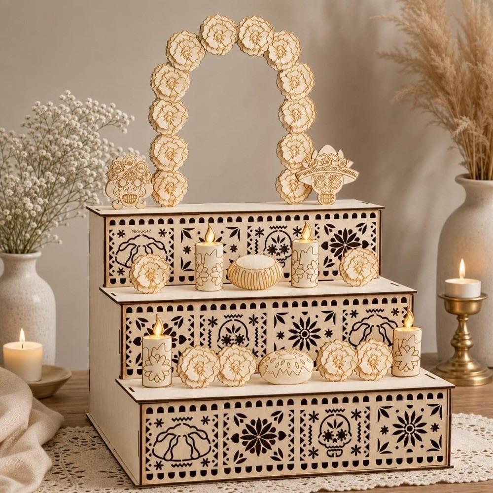 Wooden Mexican Dead Shadow Box DIY Memorial Display Box Day of Dead Ofrenda Box Ancestor Memorial