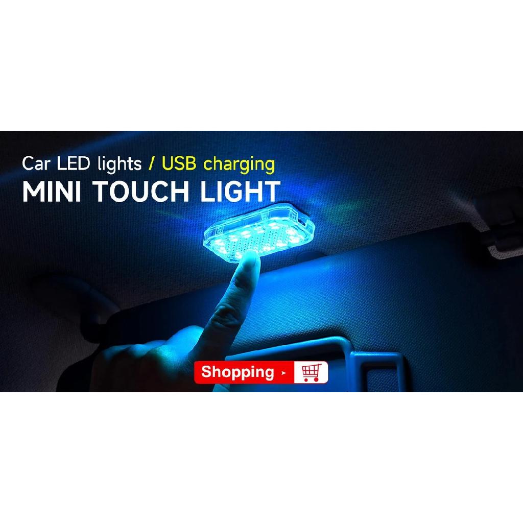 Portable Car Interior Dome Light Finger Touch Sensor Mini LED Reading Lamp Car Roof Magnets USB Charging Atmosphere Lamp