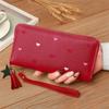 Women's Fashion Heart Long Leather Wristlet WalletLarge Capacity Multi Card Wallet Zipper Clutch Purse