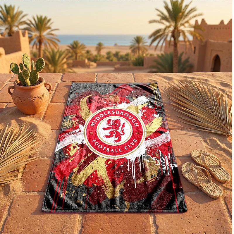 Middlesbrough FC Print Microfiber Beach Towel Quick Dry Absorbent Large Towel For Beach Swimming Travel