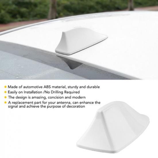 Universal White Fin Shark Car Roof Antenna Radio Signal FM/AM Decor Aerial US