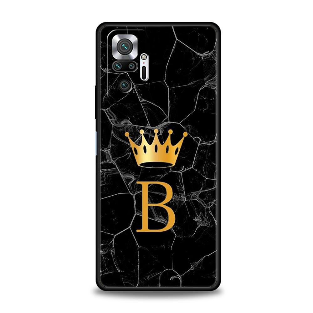Чехол для телефона с буквой 'A' и короной для Xiaomi Redmi Note 14 13 5G 10 11 12 Pro Plus 4G 14C 13C 12C 10C Черный