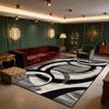 Modern Abstract Circle Stripes Fluffy Living Room Rug Easy Clean Soft Retro Office Carpet Large Area Antiskid Coffee Tables Mats