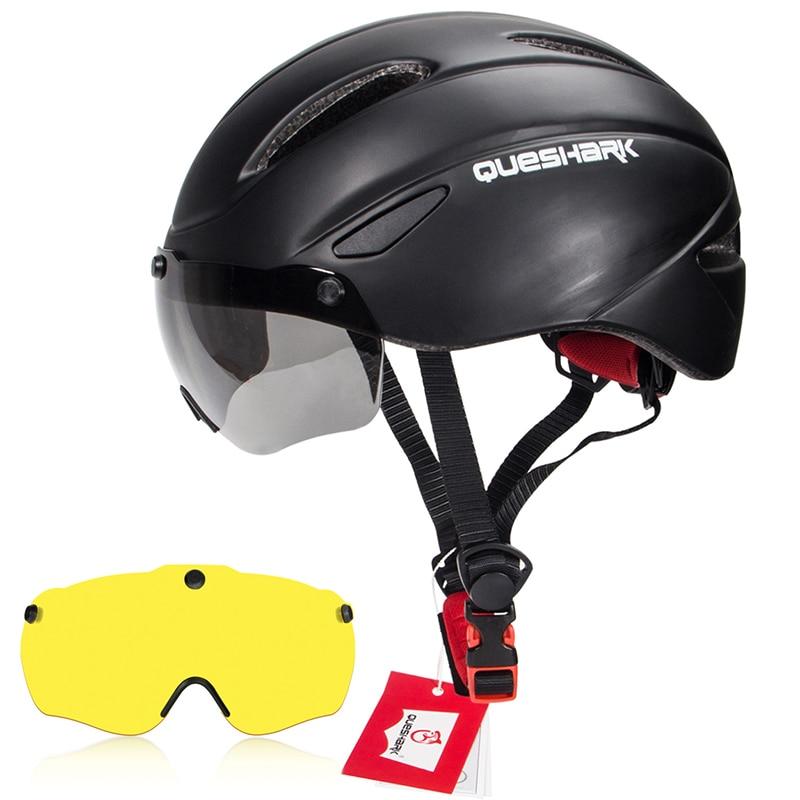 Queshark Велосипедный шлем со съемными линзами, MTB велосипедный шлем для мужчин и женщин, защитная крышка для езды на велосипеде S, размер 52-58 см